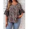 imageSOLY HUX Womens Plus Size Ditsy Floral Print Blouse Ruffle Half Sleeve Summer TopsMulticoloured Floral