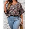 imageSOLY HUX Womens Plus Size Ditsy Floral Print Blouse Ruffle Half Sleeve Summer TopsMulticoloured Floral