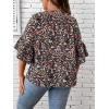 imageSOLY HUX Womens Plus Size Ditsy Floral Print Blouse Ruffle Half Sleeve Summer TopsMulticoloured Floral