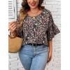 imageSOLY HUX Womens Plus Size Ditsy Floral Print Blouse Ruffle Half Sleeve Summer TopsMulticoloured Floral