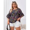 imageSOLY HUX Womens Plus Size Ditsy Floral Print Blouse Ruffle Half Sleeve Summer TopsMulticoloured Floral Print