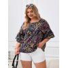 imageSOLY HUX Womens Plus Size Ditsy Floral Print Blouse Ruffle Half Sleeve Summer TopsMulticoloured Floral Print