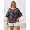 imageSOLY HUX Womens Plus Size Ditsy Floral Print Blouse Ruffle Half Sleeve Summer TopsMulticoloured Floral Print