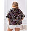 imageSOLY HUX Womens Plus Size Ditsy Floral Print Blouse Ruffle Half Sleeve Summer TopsMulticoloured Floral Print