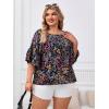 imageSOLY HUX Womens Plus Size Ditsy Floral Print Blouse Ruffle Half Sleeve Summer TopsMulticoloured Floral Print