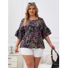 imageSOLY HUX Womens Plus Size Ditsy Floral Print Blouse Ruffle Half Sleeve Summer TopsMulticoloured Floral Print