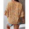 imageSOLY HUX Womens Plus Size Ditsy Floral Print Blouse Ruffle Half Sleeve Summer TopsMustard Yellow Floral