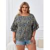 imageSOLY HUX Womens Plus Size Ditsy Floral Print Blouse Ruffle Half Sleeve Summer TopsNavy Blue Floral