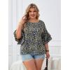 imageSOLY HUX Womens Plus Size Ditsy Floral Print Blouse Ruffle Half Sleeve Summer TopsNavy Blue Floral