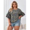 imageSOLY HUX Womens Plus Size Ditsy Floral Print Blouse Ruffle Half Sleeve Summer TopsNavy Blue Floral