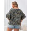 imageSOLY HUX Womens Plus Size Ditsy Floral Print Blouse Ruffle Half Sleeve Summer TopsNavy Blue Floral