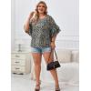 imageSOLY HUX Womens Plus Size Ditsy Floral Print Blouse Ruffle Half Sleeve Summer TopsNavy Blue Floral