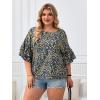imageSOLY HUX Womens Plus Size Ditsy Floral Print Blouse Ruffle Half Sleeve Summer TopsNavy Blue Floral