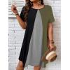 imageSOLY HUX Womens Plus Size Dress Color Block Short Sleeve T Shirt Dress Casual Summer DressesBlack and Army Green