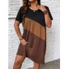 imageSOLY HUX Womens Plus Size Dress Color Block Short Sleeve T Shirt Dress Casual Summer DressesBlack and Brown