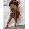 imageSOLY HUX Womens Plus Size Dress Color Block Short Sleeve T Shirt Dress Casual Summer DressesBlack and Brown