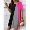 imageSOLY HUX Womens Plus Size Dress Color Block Short Sleeve T Shirt Dress Casual Summer DressesBlack and Hotpink