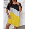 imageSOLY HUX Womens Plus Size Dress Color Block Short Sleeve T Shirt Dress Casual Summer DressesBlack and Yellow