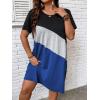 imageSOLY HUX Womens Plus Size Dress Color Block Short Sleeve T Shirt Dress Casual Summer DressesBlue Colorblock