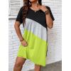 imageSOLY HUX Womens Plus Size Dress Color Block Short Sleeve T Shirt Dress Casual Summer DressesBright Green Colorblock
