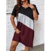 imageSOLY HUX Womens Plus Size Dress Color Block Short Sleeve T Shirt Dress Casual Summer DressesBurgundy Colorblock