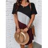 imageSOLY HUX Womens Plus Size Dress Color Block Short Sleeve T Shirt Dress Casual Summer DressesBurgundy Colorblock