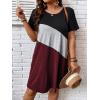 imageSOLY HUX Womens Plus Size Dress Color Block Short Sleeve T Shirt Dress Casual Summer DressesBurgundy Colorblock