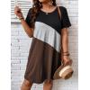 imageSOLY HUX Womens Plus Size Dress Color Block Short Sleeve T Shirt Dress Casual Summer DressesCoffee Brown Colorblock