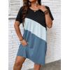 imageSOLY HUX Womens Plus Size Dress Color Block Short Sleeve T Shirt Dress Casual Summer DressesColorblock Blue