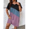 imageSOLY HUX Womens Plus Size Dress Color Block Short Sleeve T Shirt Dress Casual Summer DressesColorblock Pink