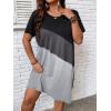 imageSOLY HUX Womens Plus Size Dress Color Block Short Sleeve T Shirt Dress Casual Summer DressesGrey Colorblock