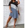 imageSOLY HUX Womens Plus Size Dress Color Block Short Sleeve T Shirt Dress Casual Summer DressesHaze Blue Colorblock