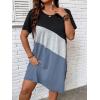 imageSOLY HUX Womens Plus Size Dress Color Block Short Sleeve T Shirt Dress Casual Summer DressesHaze Blue Colorblock