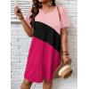 imageSOLY HUX Womens Plus Size Dress Color Block Short Sleeve T Shirt Dress Casual Summer DressesHot Pink Colorblock
