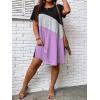 imageSOLY HUX Womens Plus Size Dress Color Block Short Sleeve T Shirt Dress Casual Summer DressesLilac Purple Colorblock