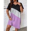 imageSOLY HUX Womens Plus Size Dress Color Block Short Sleeve T Shirt Dress Casual Summer DressesLilac Purple Colorblock