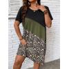 imageSOLY HUX Womens Plus Size Dress Color Block Short Sleeve T Shirt Dress Casual Summer DressesMulticoloured Leopard