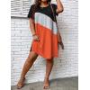 imageSOLY HUX Womens Plus Size Dress Color Block Short Sleeve T Shirt Dress Casual Summer DressesOrange Colorblock