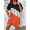 imageSOLY HUX Womens Plus Size Dress Color Block Short Sleeve T Shirt Dress Casual Summer DressesOrange Colorblock