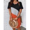 imageSOLY HUX Womens Plus Size Dress Color Block Short Sleeve T Shirt Dress Casual Summer DressesOrange Colorblock