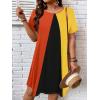 imageSOLY HUX Womens Plus Size Dress Color Block Short Sleeve T Shirt Dress Casual Summer DressesOrange and Yellow