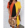 imageSOLY HUX Womens Plus Size Dress Color Block Short Sleeve T Shirt Dress Casual Summer DressesOrange and Yellow