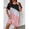 imageSOLY HUX Womens Plus Size Dress Color Block Short Sleeve T Shirt Dress Casual Summer DressesPink Colorblock
