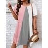 imageSOLY HUX Womens Plus Size Dress Color Block Short Sleeve T Shirt Dress Casual Summer DressesPink and White