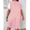 imageSOLY HUX Womens Plus Size Dress Color Block Short Sleeve T Shirt Dress Casual Summer DressesPink and White