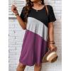 imageSOLY HUX Womens Plus Size Dress Color Block Short Sleeve T Shirt Dress Casual Summer DressesRed Violet Colorblock