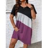 imageSOLY HUX Womens Plus Size Dress Color Block Short Sleeve T Shirt Dress Casual Summer DressesRed Violet Colorblock