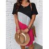 imageSOLY HUX Womens Plus Size Dress Color Block Short Sleeve T Shirt Dress Casual Summer DressesRose Red Colorblock