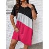 imageSOLY HUX Womens Plus Size Dress Color Block Short Sleeve T Shirt Dress Casual Summer DressesRose Red Colorblock