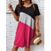 imageSOLY HUX Womens Plus Size Dress Color Block Short Sleeve T Shirt Dress Casual Summer DressesRose Red Colorblock